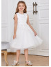 Pearl Beaded Lace Glitter Tulle Flower Girl Dress Special Occasion Dress